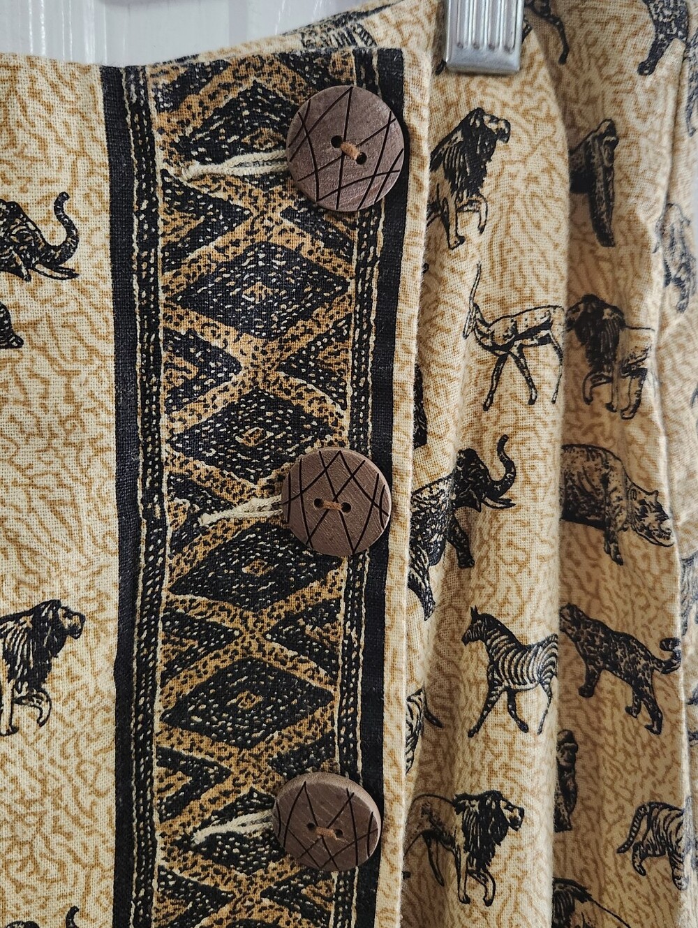 Tribal linen blend wrap maxi skirt size 14 African indie wildlife Animals safari - Picture 3 of 10